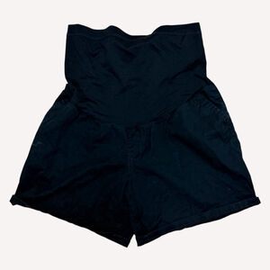 Liz Lange Maternity Black Over Belly Shorts Size M 8-10 Stretch Casual